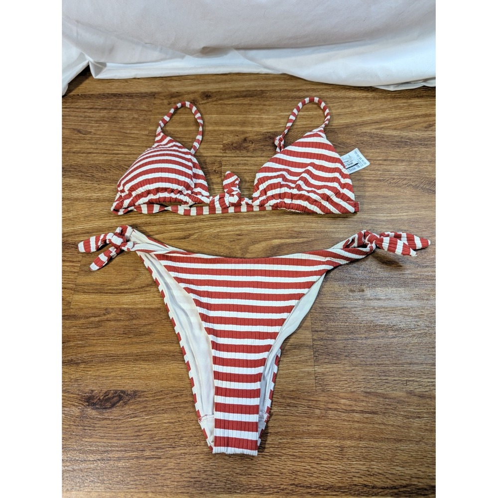 & Other Stories Red & White Stripe Bikini Top 6 Bottom 4